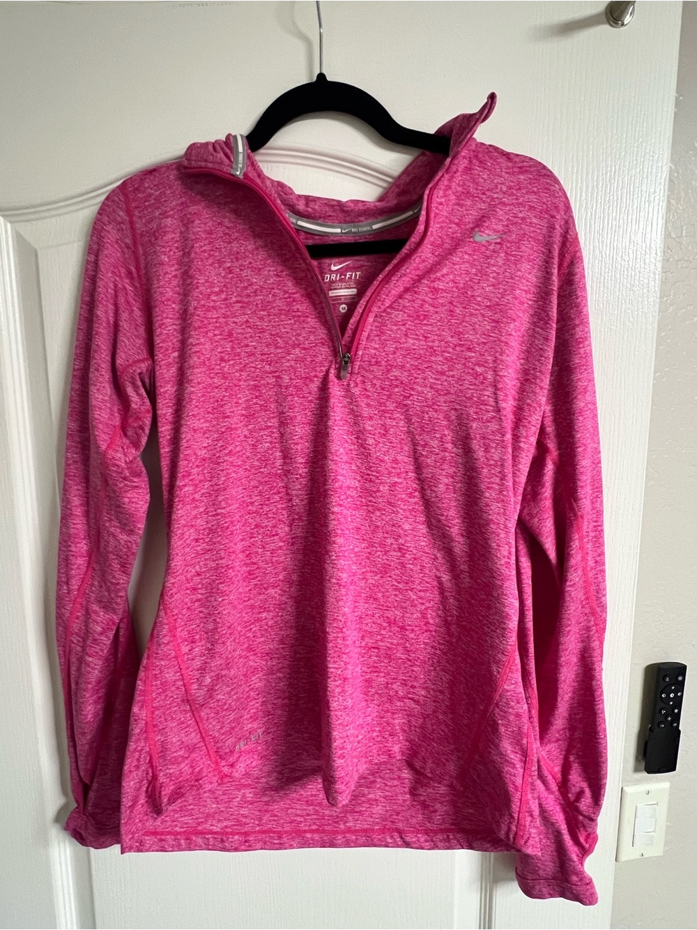 Nike Women's Pink Heather Quarter-Zip Hoodie Pullover